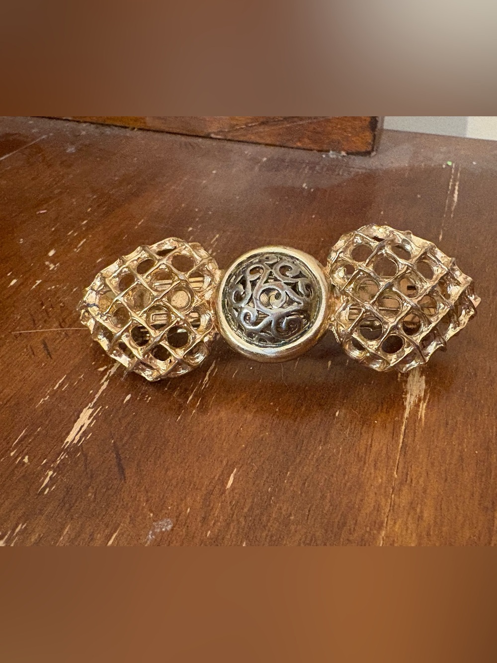 Gold Tone Filigree Statement Hair Barrette Vintage